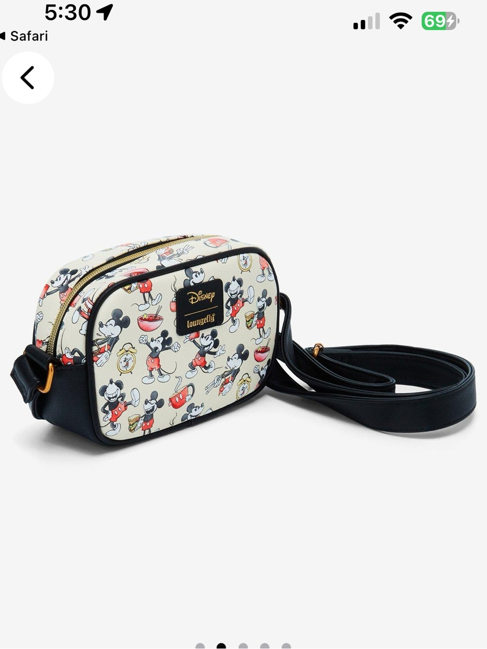 ‼️NWT‼️ Loungefly Disney Mickey Mouse Cream Crossbody Bag with Black Strap - Picture 2 of 4